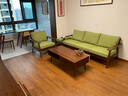 源氏木语 布艺沙发日式小户型客厅实木沙发现代简约原木三人位沙发 【4】2.04m胡桃色三人位+脚凳 (果绿) 其他 实拍图