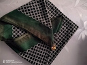 示牧棉麻丝巾磁吸扣百变脖套女时尚百搭保暖轻奢棉麻丝巾两用脖套围脖 墨绿色圆圈 小金球磁吸棉麻方巾 65*65cm礼盒装 实拍图