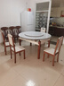 沐晨岩板餐桌实木可伸缩折叠圆餐桌椅组合现代简约小户型餐厅吃饭桌子 旗舰版4轨道胡白色-雪山白岩板【木椅】 1.35m一桌四椅 实拍图
