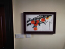 良木新中式电表箱装饰画免打孔总闸开关配电箱遮挡装饰画壁画柿柿如意 A-事事如意-红褐实木框 50*40CM左推拉遮挡40*30 实拍图