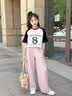 小猪彼特夏季女童阔腿裤儿童裤子冰丝工装裤2026新款防蚊裤女大童夏装长裤 15029粉紫色 160 cm 实拍图