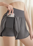佑游运动短裤女假两件防走光瑜伽跑步外穿健身二件套J21086DY灰色 M 实拍图