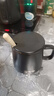 传旗陶瓷马克杯带勺盖咖啡杯牛奶杯早餐杯办公杯男女茶杯描金白400ml 实拍图