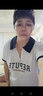 polo衫短袖t恤女2025新款夏季宽松港风设计感小众正肩翻领上衣服 藏青拼白灰色 XL （120-140斤） 实拍图