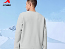 特步（XTEP）保暖卫衣男秋冬季运动服刺绣针织上衣男装休闲圆领加绒套头衫 明月白-加绒款（0124） M 实拍图