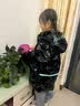 忙忙熊童装女童冬季羽绒棉服女孩中大童新款洋气中长款棉外套长袖连帽加绒加厚秋冬大衣 黑色 130 实拍图