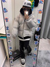 黑盒白美式潮牌立领印花棉服男装冬季棉袄加厚保暖面包服情侣棉衣男外套 SRDD-W233灰色 XL 【建议120-140斤】 实拍图