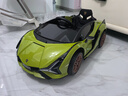 星辰皓兰博基尼儿童电动车四轮玩具可坐人小孩宝宝婴儿遥控汽车闪电SIAN 绿色四驱+遥控+摇摆+皮座+软轮 实拍图