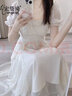宏资琦连衣裙2025夏季新款女装收腰显瘦小个子法式设计感仙女长裙子夏天 白色 L 实拍图