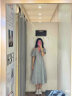 UR夏季新款女装法式轻熟风印花镂空露肩连衣裙UWL732019 浅绿 M 晒单实拍图
