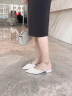 卓诗尼凉拖鞋女2024年夏季新款法式水钻低跟一字拖外穿包头高跟鞋 米白色  【跟高3cm】 35 晒单实拍图