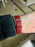 ROMISS适用于iwatch苹果手表表带apple watch S11/10/9/8/7表带意大利荔枝纹真皮腕带高级感轻奢手表链 胭脂红（小蛮腰女款） (S) 40/41/42表盘通用-银色表扣 实拍图