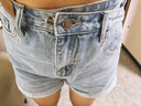 Halo Queen牛仔短裤女夏季高腰做旧破洞显瘦a字裤潮流女裤H134N2633 实拍图