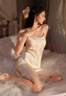 都市丽人睡裙女性感吊带睡衣高级缎面仿真丝情趣纯欲风舒适百搭春夏款粉色 实拍图