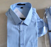 罗蒙（ROMON）翻领长袖衬衫男商务职业正装中青年纯色工装休闲蓝色衬衣男士上衣 蓝色【单件装】 40 实拍图