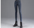 真维斯（JEANSWEST）牛仔裤女士2025冬季高腰显瘦加绒裤女修身铅笔小脚裤子蓝灰加绒27 实拍图