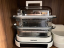 大宇【万食电蒸锅】加厚玻璃 多功能炖蒸煮一体蒸汽锅分体可拆洗煎烤涮火锅不锈钢S31白色(顶配) 实拍图