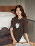 美腾柔软棉睡衣女士夏季短袖薄款凉感型长裤宽松家居服可外穿套装 D24037女款 XL 实拍图