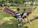 探险者户外露营休闲加厚加宽帆布吊床 室内弯木防侧翻 红色双人月牙吊床 实拍图