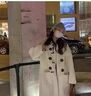 CTOX2024新款外套女中长款牛角扣加绒加厚大衣过膝韩系风衣宽松秋冬季 米白色 L 建议110-120斤 实拍图