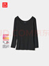 优衣库女装轻舒暖HEATTECH U领T恤/8分袖内衣新款469740 472364 469740/09黑色 S 实拍图