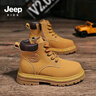 JEEP吉普童鞋儿童大黄靴子春秋款中大童皮靴工装靴儿童马丁靴 土黄28 实拍图