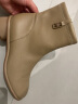 Bata时装靴女冬商场新款粗跟羊皮通勤弹力瘦瘦短筒靴ANV47DD3 杏色 36 晒单实拍图