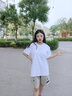 澳贝妮纯棉短袖男女同款夏季全棉纯色t恤半袖打底衫100%新疆棉上衣体恤 白色 XXL  135-155斤 实拍图