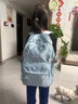 爱迪生发明家初中生书包大容量多隔层背包女高中学生简约双肩包 k075-13 蓝色 实拍图