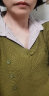 子牧棉麻2023秋装 女韩版百搭衬衣领假两件针织衫条纹翻领上衣1562 绿色 均码(建议90-145斤) 实拍图