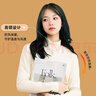 真维斯（JEANSWEST）长袖t恤打底衫女装秋冬季新款双面绒上衣服立领保暖衣纯色内搭女 白色 一朵小红花_K_左领角 XL 实拍图