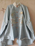 重回汉唐溶溶月竖领对襟袄马面裙套装原创明制汉服女款秋冬款 浅蓝色竖领对襟袄/现货 S 实拍图