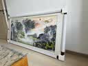六画流水生财山水画靠山图客厅装饰画国画办公室风景挂画书房茶室壁画 旭日东升A4 70*190cm宣纸锦绫+有机玻璃+胡桃色实木框（热卖款） 实拍图