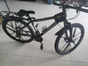 凤凰（Phoenix） 山地自行车成年人男士女士学生变速减震油刹线刹山地车自行车 黑白色十刀轮高碳钢车架 27.5寸（身高170-190左右） 24速数字指拨/默认线碟可改油碟 实拍图