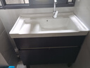 佳恋雅（JIALIANYA） 防潮防晒实木洗衣柜洗衣池阳台家用洗衣槽带搓板洗手台盆组合 黑双开门+全套配件80cm 实拍图