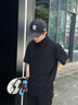 GENIOLAMODE[敖瑞鹏代言]polo衫男士短袖夏季重磅华夫格t恤男装潮 黑色 L 实拍图