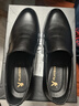 花花公子 皮鞋男商务休闲头层牛皮打孔透气正装软皮一脚蹬男鞋大码新伴郎 黑色21091（皮鞋） 40 实拍图
