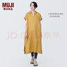 MUJI MUJI 女式 麻 水洗 开领半袖连衣裙 女装汉麻裙子夏季 BC2JLA4S 烟熏黄色 XL 165/92A 实拍图