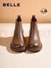 百丽（Belle）柔软法式切尔西靴女商场同款羊皮通勤短靴A2V1DDD3 棕色-厚绒 37 (235mm) 实拍图