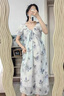 衣百壹（yIBAIyI）孕妇装新品2025夏季连衣裙浪漫休闲V领系带收腰长裙宽松孕妇裙子 蓝色 XL130-150斤 实拍图