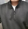 千纸鹤休闲卫衣男春秋款立领拉链上衣服男士立体感提花潮外套15666 01C黑色 2XL 实拍图