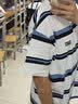 PSO Brand短袖T恤男黑白条纹宽松纯棉半袖女体恤潮牌情侣装夏装 白色 M 实拍图