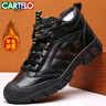 卡帝乐鳄鱼（CARTELO）头层牛皮加绒棉靴冬季加厚保暖羊毛雪地靴男高帮棉鞋9322黑色40 实拍图