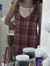 亿梵莎（YIFANSHA）假两件拼接红格纹吊带连衣裙夏天女2024年新款设计感宽松中长裙子 酒红色 均码 （可备注码数） 晒单实拍图