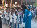 奥蒙威儿童古装汉服国学服朗诵表演男女中国风服小学生中秋演出服BY05 99-2蓝色大袖 130 实拍图
