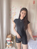 SWANS泳衣女专业连体平角训练游泳衣泡温泉遮肚抗氯速干防晒时尚游泳套 黑灰色 XL 实拍图