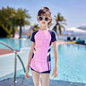 佑游儿童泳衣女孩分体泳装女童游泳馆速干温泉游泳四件套32005粉色XL 实拍图