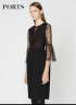 PORTS宝姿商场同款新品女装优雅系带蕾丝拼接连衣裙 黑色 6 晒单实拍图