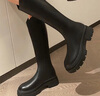 ZHR长筒靴女冬季保暖圆头显腿长不过膝靴子女便捷后拉链骑士靴INS百搭女靴 加绒可选 CQ03A 黑色（加绒） 39 实拍图
