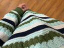 猫霓毛衣男春秋季条纹潮牌2023新款美式hiphop设计感慵懒风上衣针织衫 绿色 3XL 实拍图